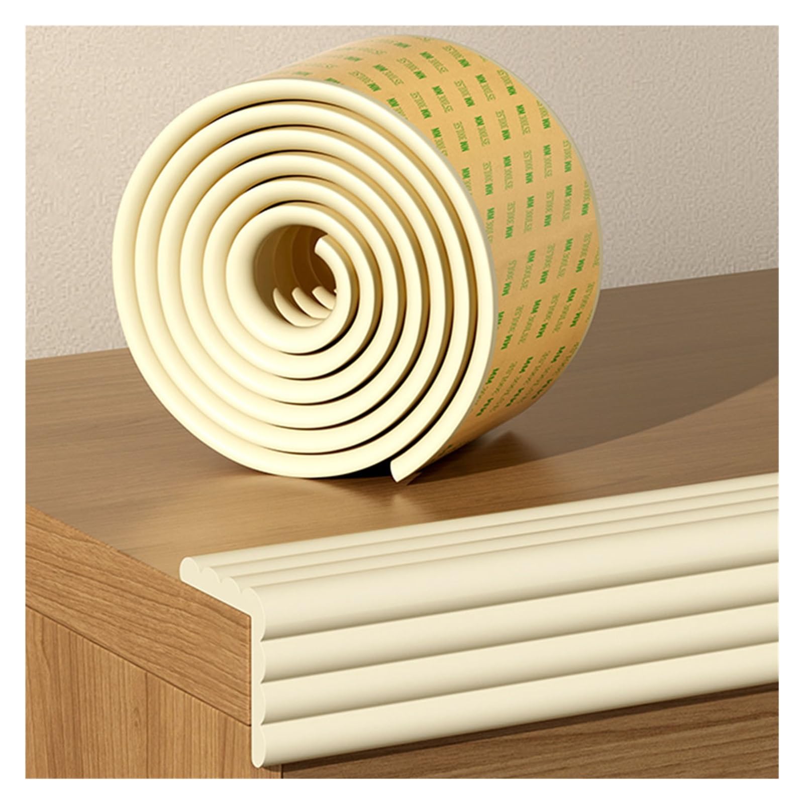YNBSHGAA Foam edge protectors, 8cm Wide Self-Adhesive Cushion Bumper, Anti Collision Safety Edge Protection Strip For Glass Table Furniture Fireplace,Off-white-6m/19.68ft