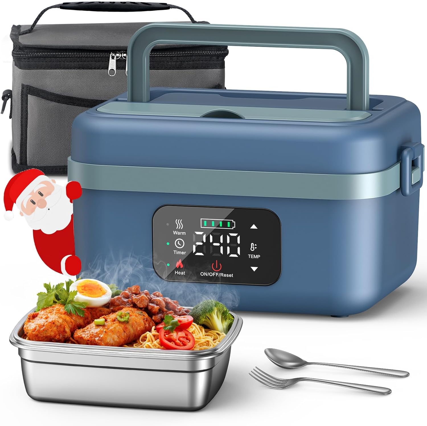 VASG Heated Lunch Box for Adults, 16000mAh Cordless Rechargeable Electric Lunch Box with 1L Stainless Steel Container, Portable Self-Heating Food Warmer for Work, Construction, Office &amp; Travel