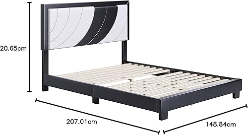 Miniatura 94 de Boyd Sleep Beaumont - Cama de plataforma tapizada con cabecero, base de colchón con 14 soportes de listones de madera, no requiere somier, piel