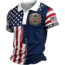 Men's 4th of July Patriotic Polo Shirt 250th Anniversary American Flag Quick Dry Golf Top