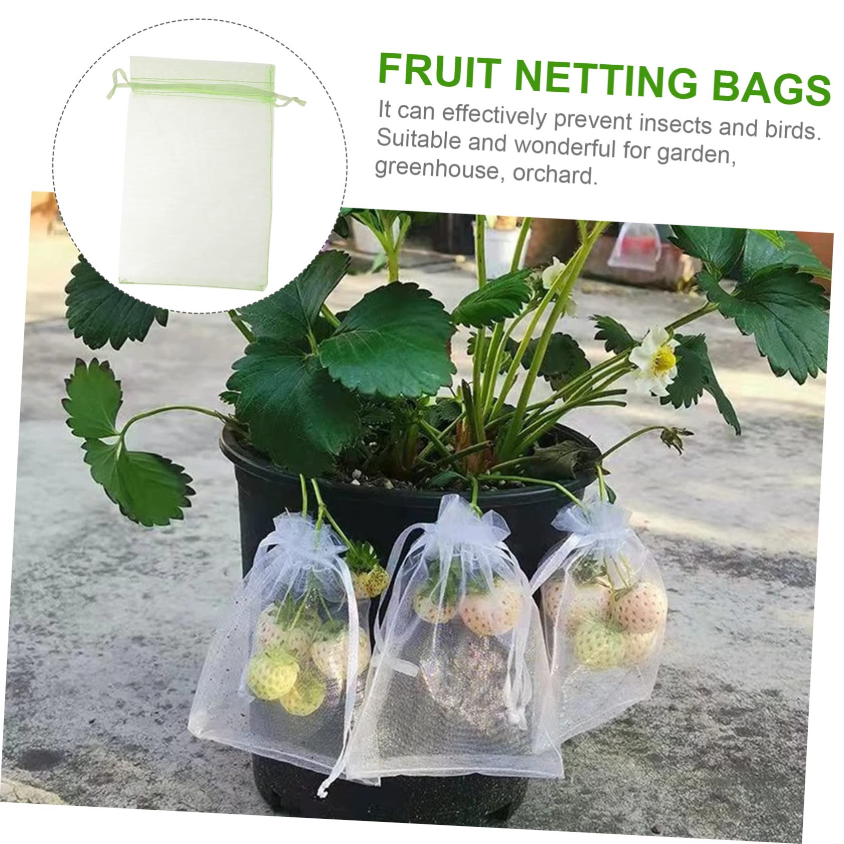 100 pezzi Sacchetti Protezione con Coulisse Sacchetti Rete Antinsetti e per e Vigneto per Piante e Frutti