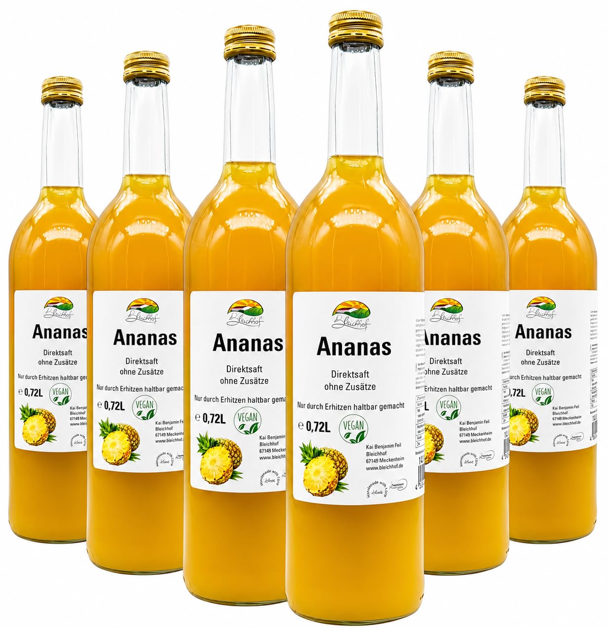 BLEICHHOF® Ananassaft- Direktsaft, vegan (6x0,72L)