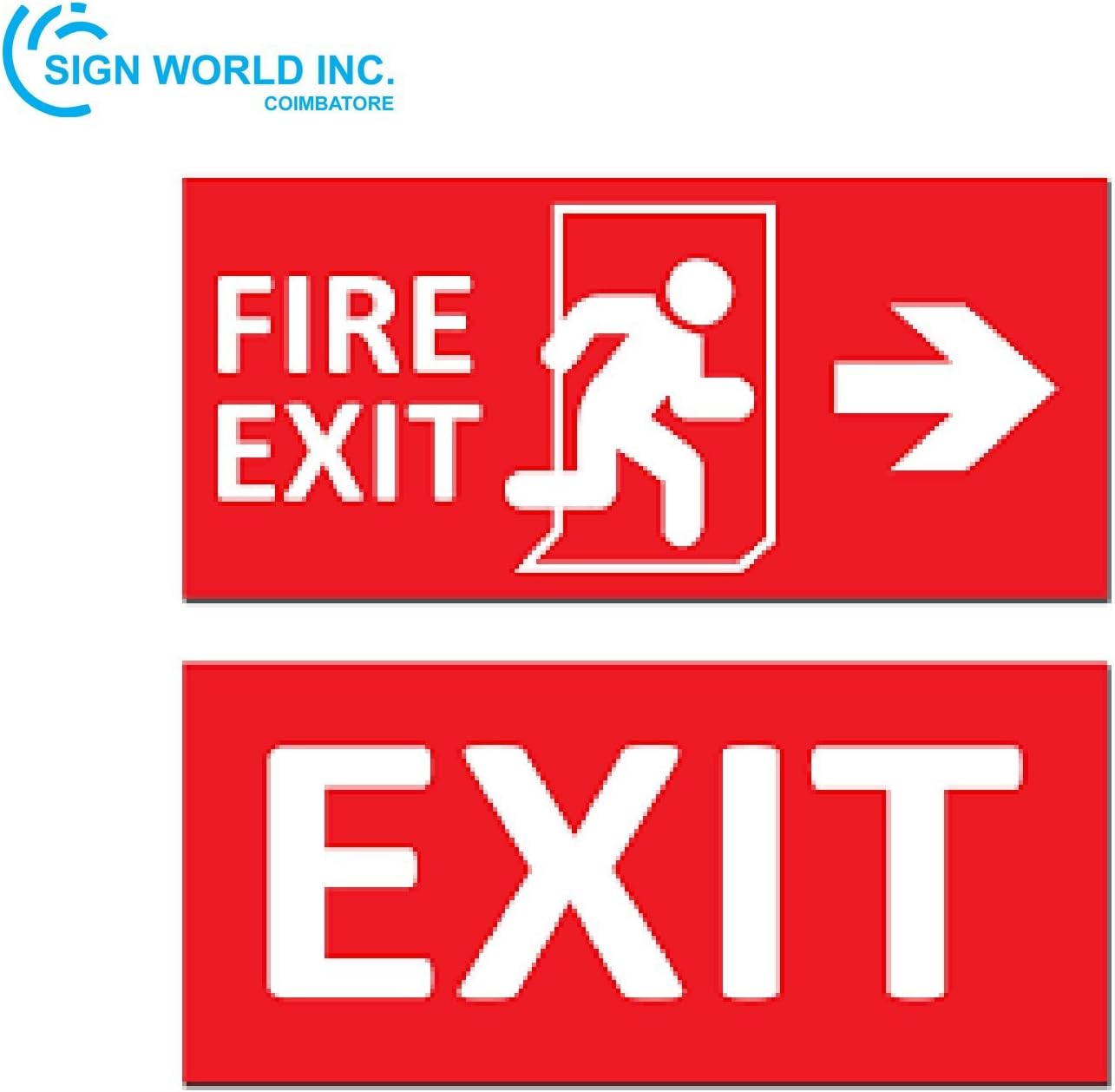 Sign World - Fire Exit & Exit Sign Board on 3mm Foam Board Size 6'' X 2'' Set of 2 Nos