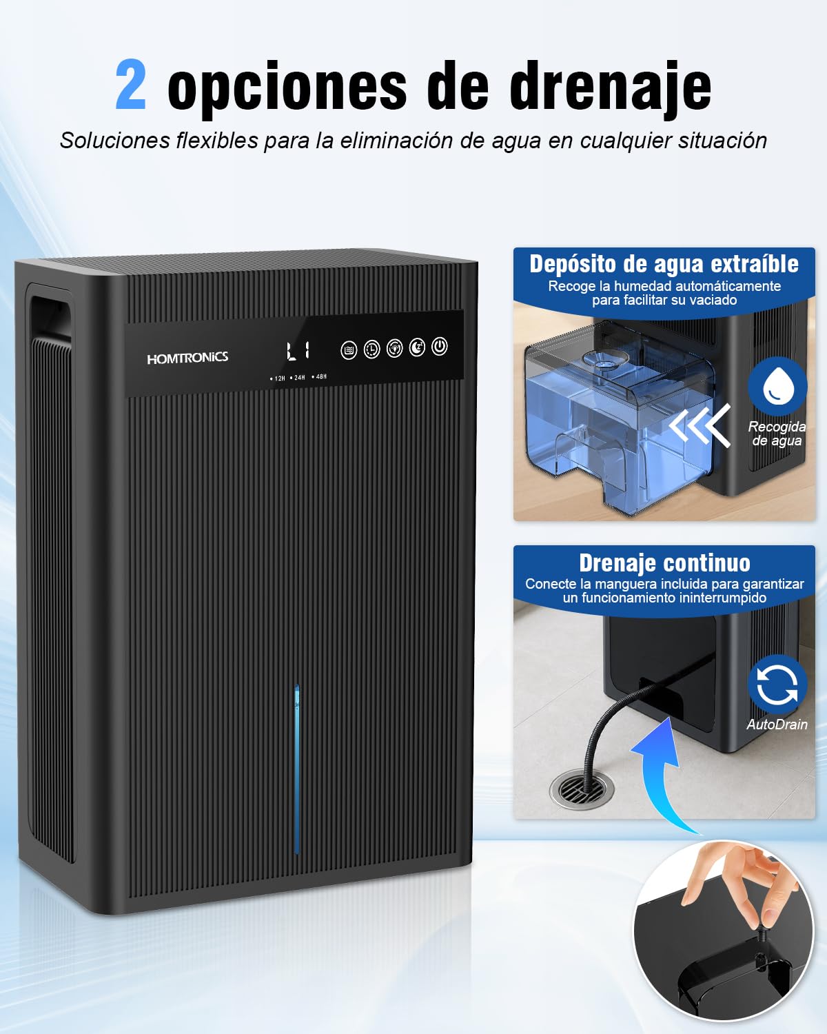 3000ML Deshumificadores Humedad, 35db Silencioso, Temporización
