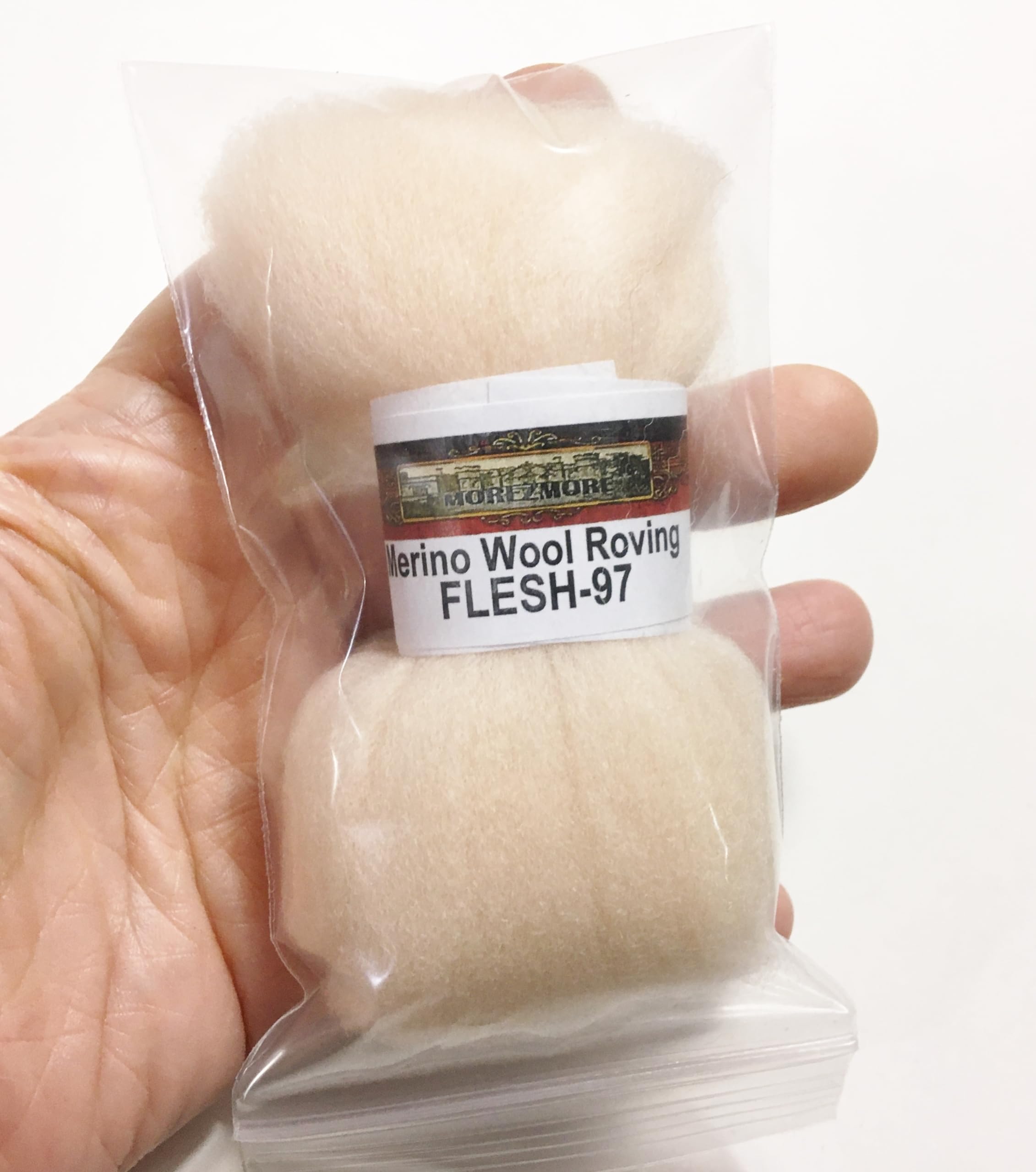HR097-005 MOREZMORE Wool Roving for Needle Felting 5g Pink Flesh Skin Tone Merino 100% Wool Fine Grade
