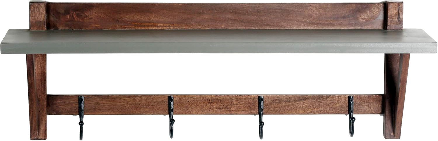 Alaterre Furniture Brookside 40-Inch Wide Entryway Coat Hook with Concrete-Coated Top and Solid Wood Base – Modern Industrial Design and Durable Construction with 4 Hooks – Ideal for Small Spaces 4 Coat Hooks