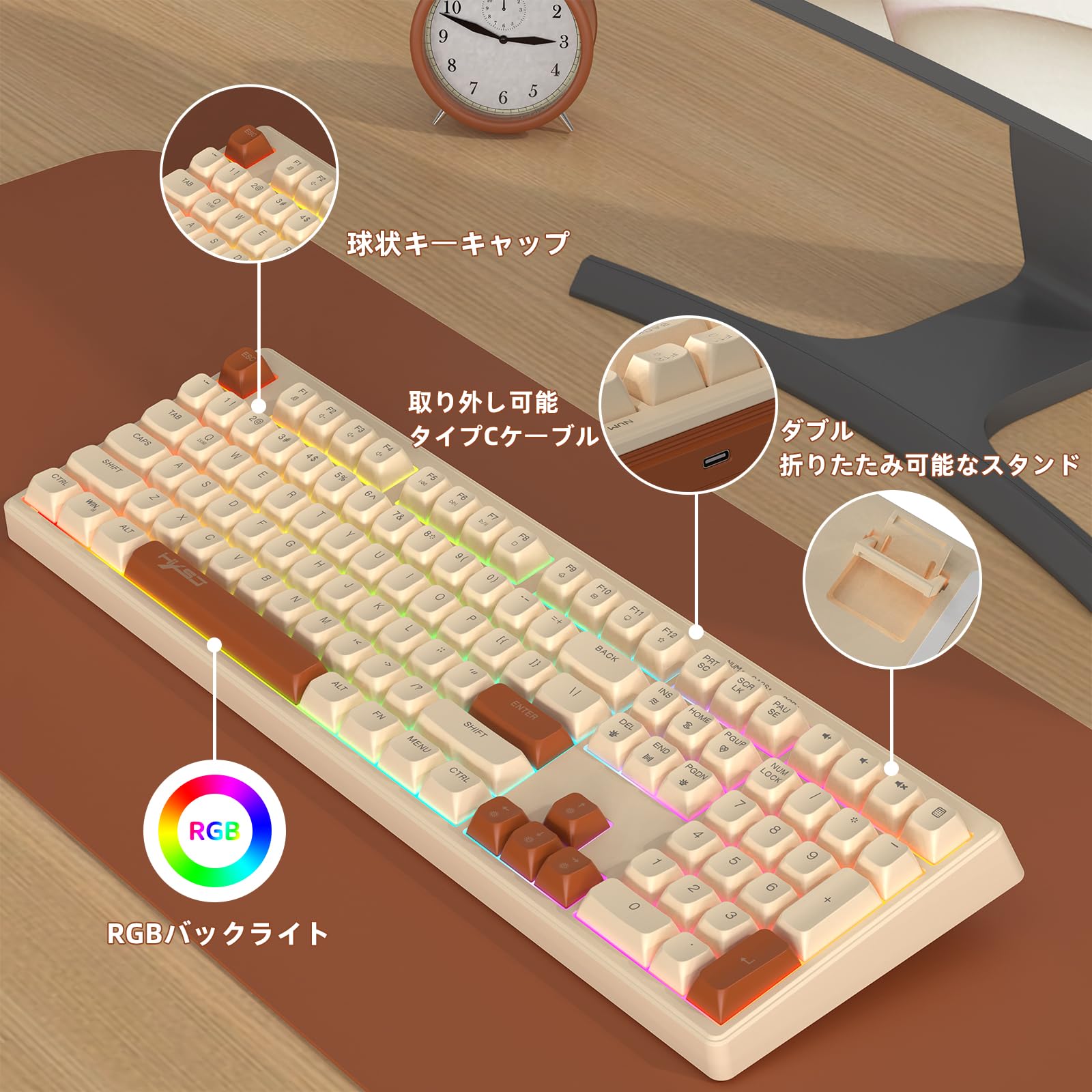Amazon | MAMBASNAKE 有線 108 キー フルサイズ RGB レインボーバック