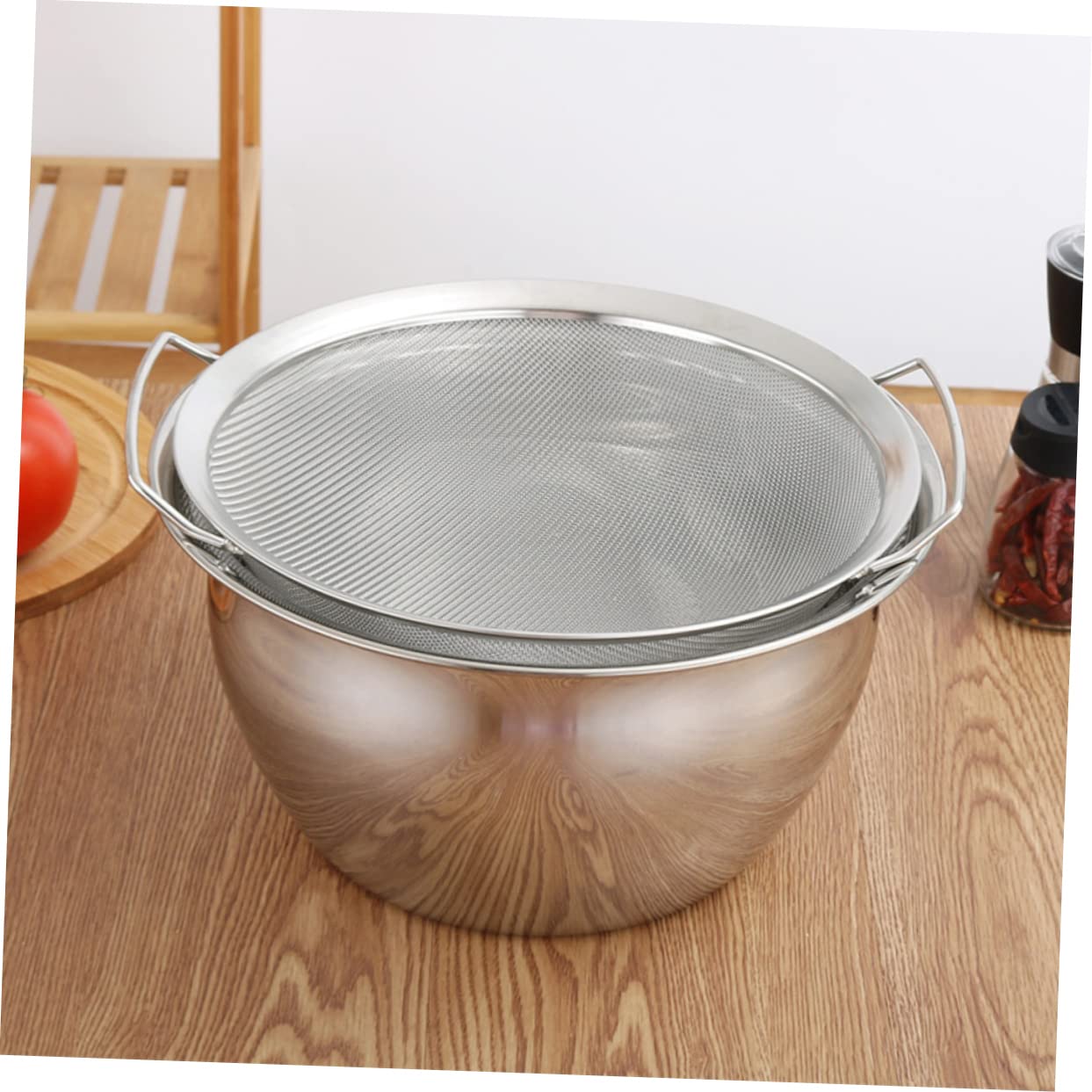LABRIMP Colador de Malla de Acero Inoxidable Asa para Filtrar Arroz y Verduras en Cocina Doméstica, Utensilio Resistente y Práctico para Labores Culinarias
