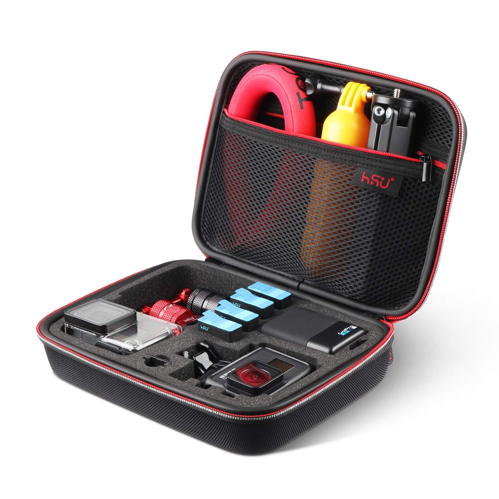 HSU Sacoche de Transport pour GoPro, Sacoche de Voyage Portable étanche pour caméras d'action Hero 12/11/10/9/8/7/6/5/4/3 et Accessoires (Middle)