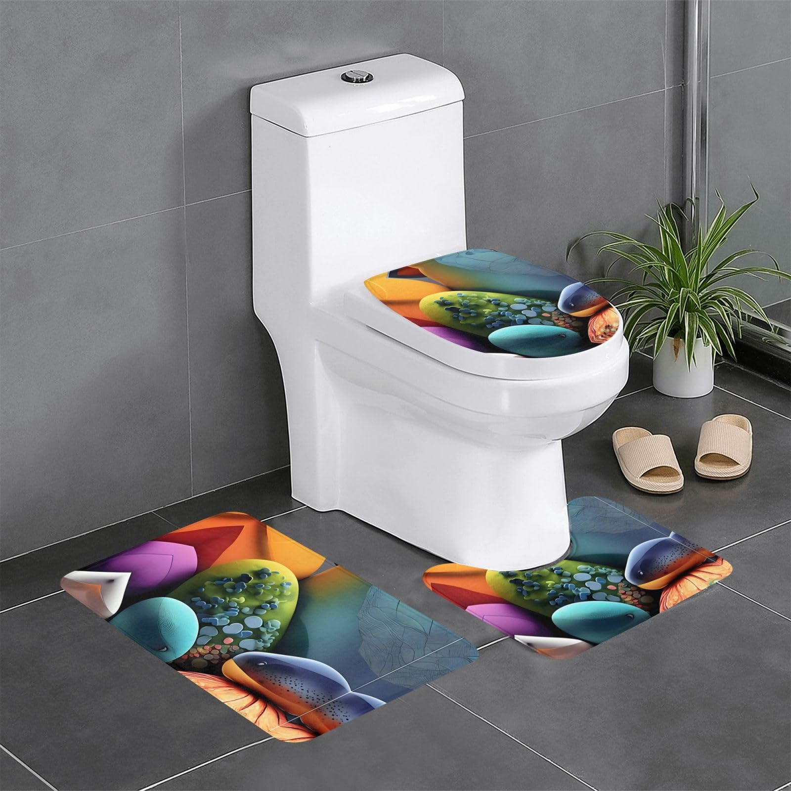 Tapis de bain antidérapants en lot de 3 absorbants pour sol de douche