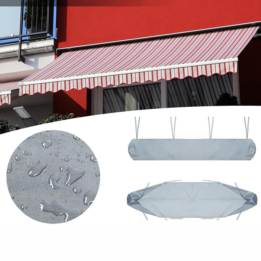 Auvent de Jardin Housse Store Banne d'extérieur 420D Oxford Bâche 2M-8M étanche Protection Solaire Anti-poussière UV Hiver (Gris, 7M)