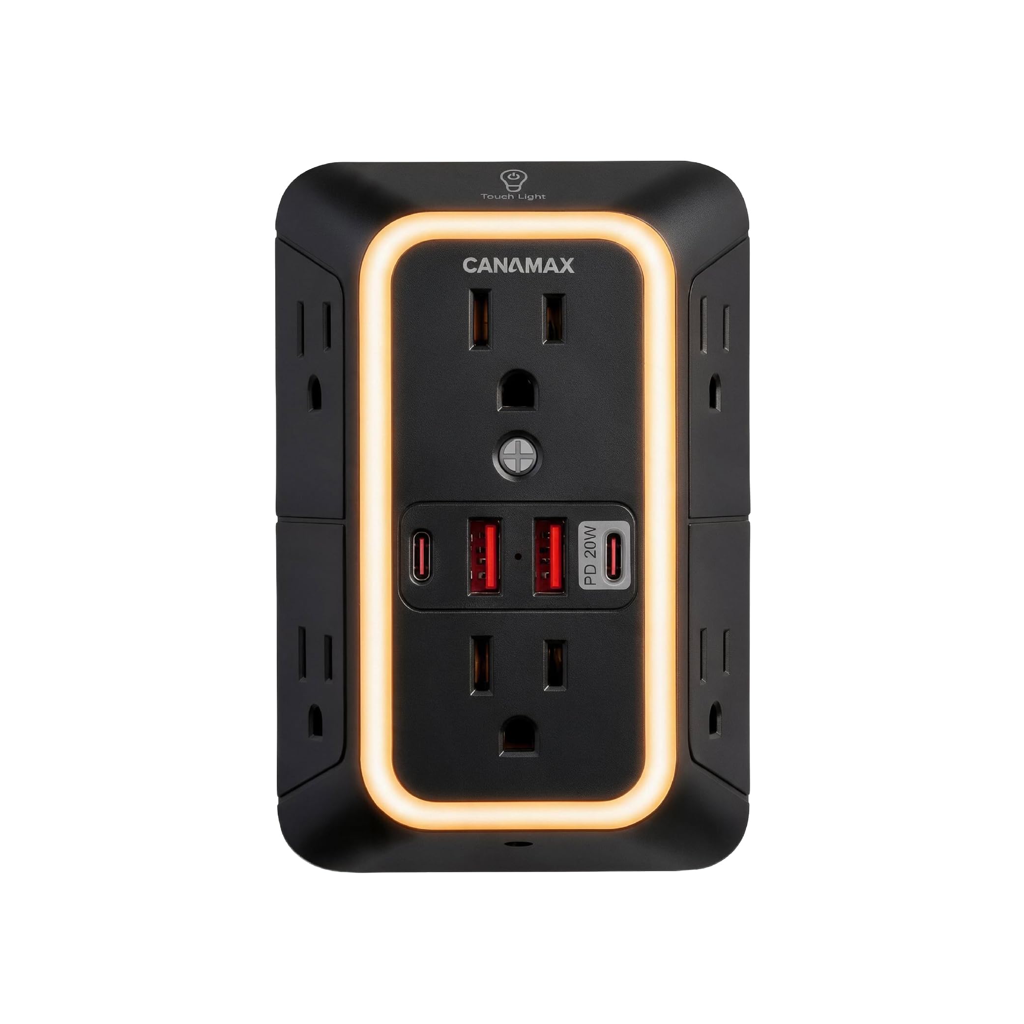 Multi Plug Wall Outlet Extender Black - 6 Outlet 4 USB Port (20W Charging) | Smart Night…