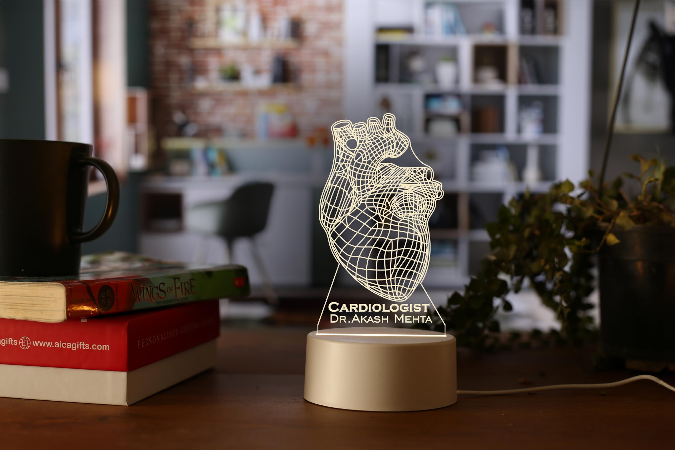 AICA Personalized Name Cardiologist Doctor (Heart Specialist Doctor) LED Table Lamp (White Base) | Birthday Thank You Graduation Gifts for Cardiologist Doctor Dr Male Female Men Women-image-41