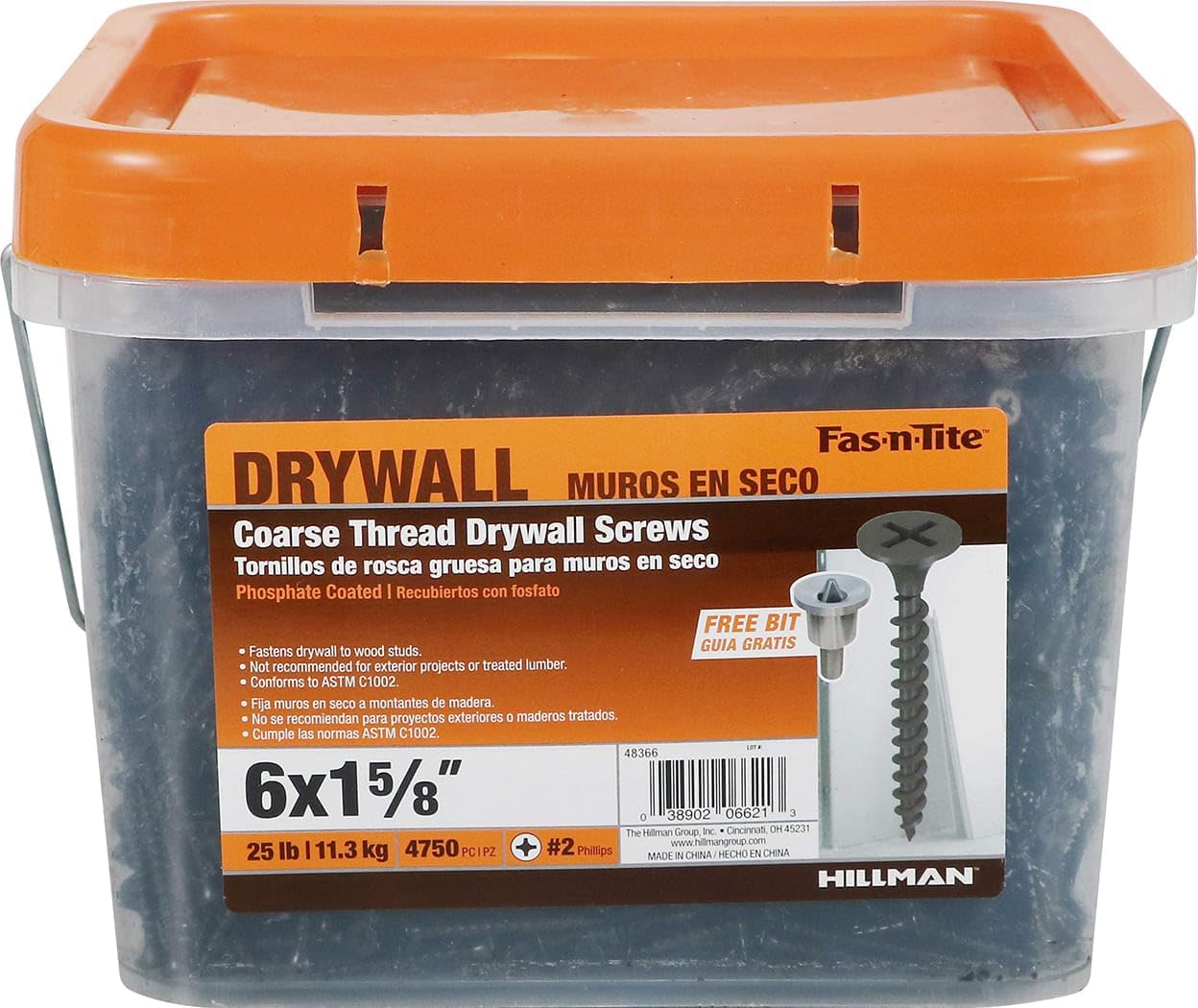 Coarse Thread Drywall Screws (#6 x 1-5/8") - 25lb Box