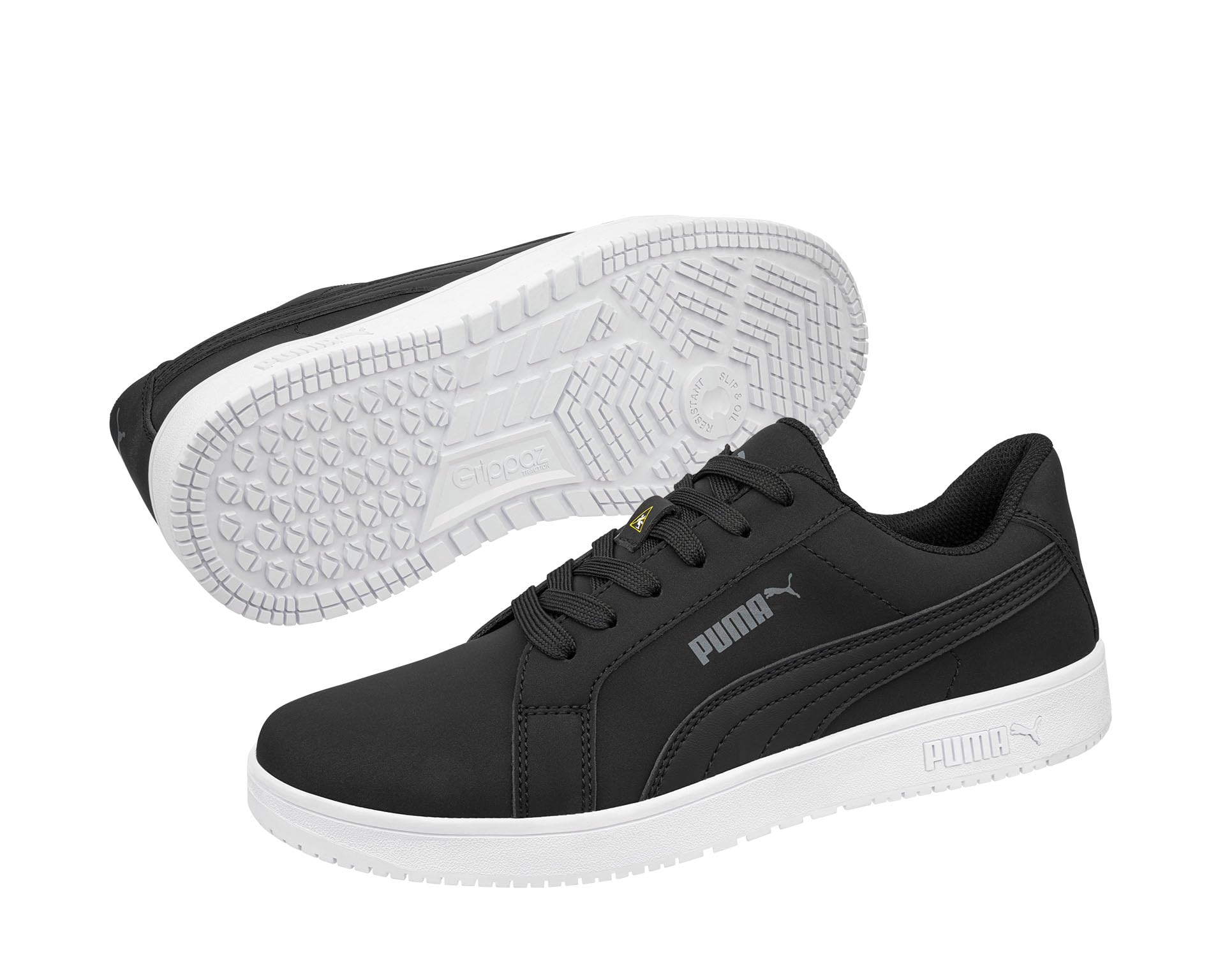 PUMA Safety STELLAR ST BLK Low O2 Chaussures de travail antidérapantes sans embout en acier, sans métal, imperméables, comme chaussures de cuisine et baskets de travail