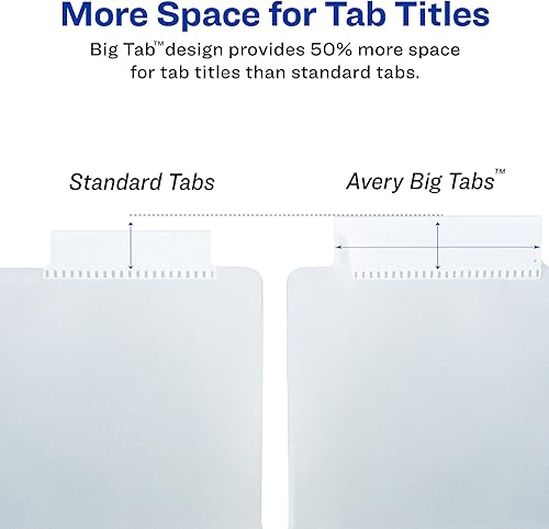 Miniatura 6 de Avery Separadores de carpetas de plástico de 8 pestañas con bolsillos, pestañas grandes transparentes insertables, diseños surtidos, 1 juego (7709)