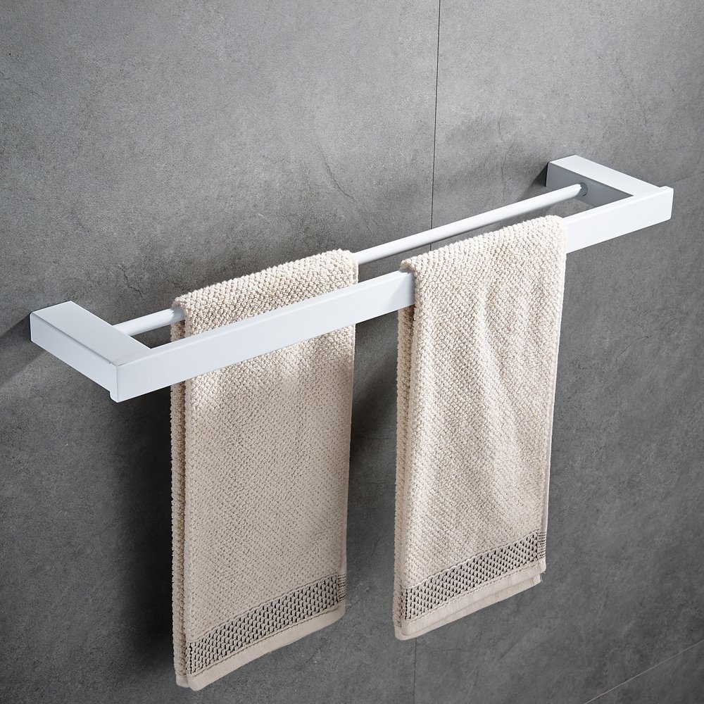 60cm Handtuchhalter Handtuchstange Doppelt Weiß Edelstahl Konstruktion Bohren Modern Design Badezimmer Zubehör