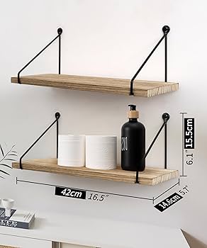 飾り棚（2つセット）／天然木使用／壁取付式 Amazon｜ウォールシェルフ 取り付け簡単 壁掛け棚 壁 棚