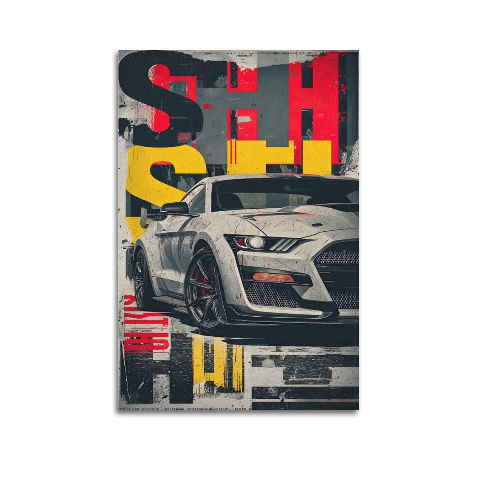 ESTE GT500 Mustang American Muscle Sports Car Artwork Poster Decorative Painting Canvas Modern Art Picture 24x36inch(60x90cm)