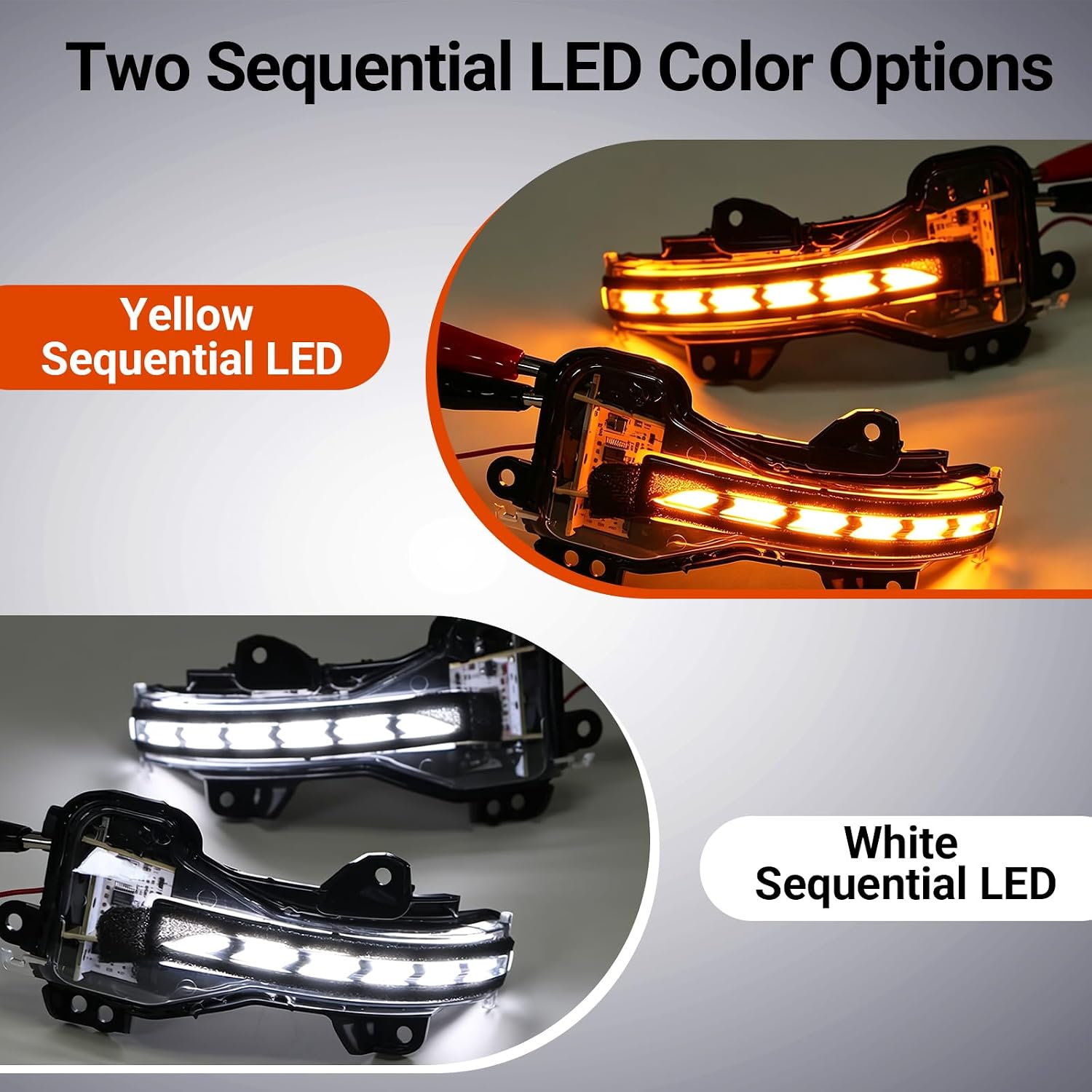 LED Dynamic Sequential Side Mirror Turn Signal Lights Compatible with Honda Accord 2013-2017, CR-V 2012-2025, HR-V 2015-2025, Fit Jazz City 2014-2019, Available in Yellow and White LED, Clear Lens