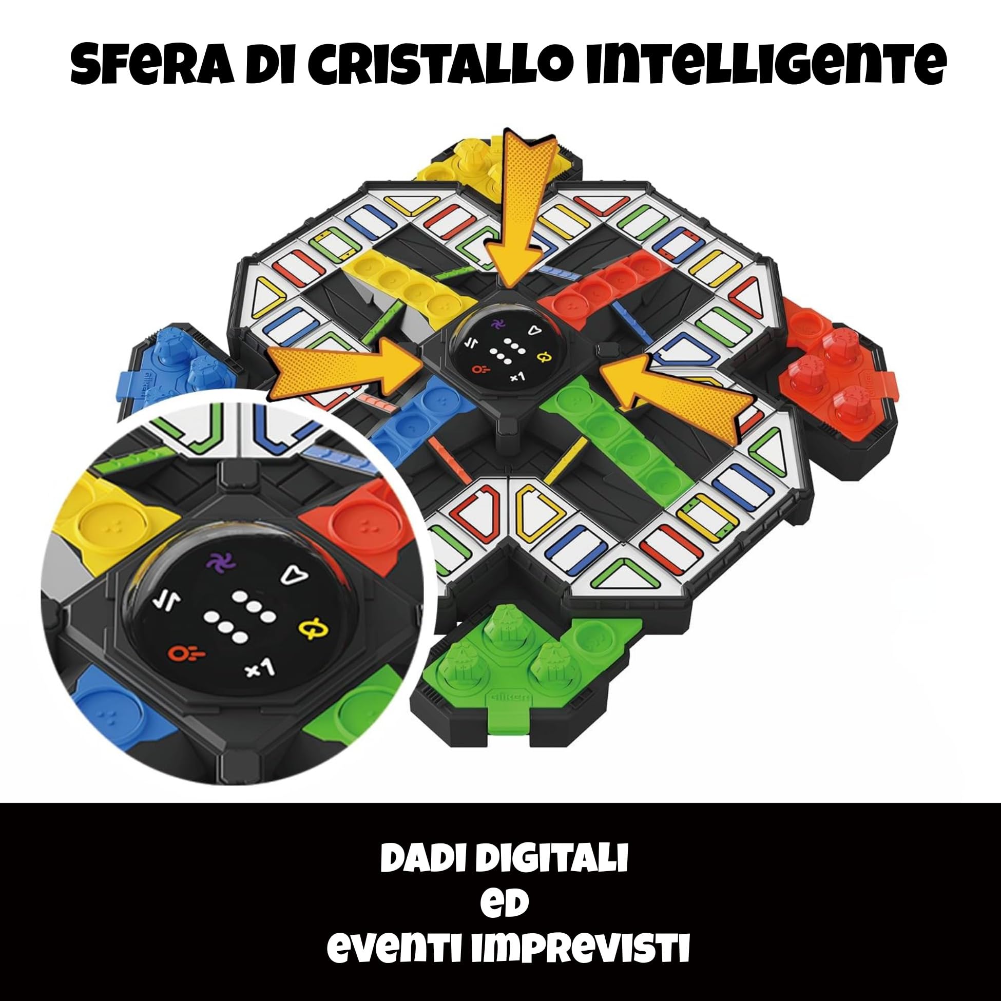 Giiker Super Ludo - Toppa elettronica automatica con dadi digitali e indicatori LED per 2-4 giocatori, gioco da tavolo per famiglia con modalità IA integrata, giochi per viaggi, regali per bambini 6