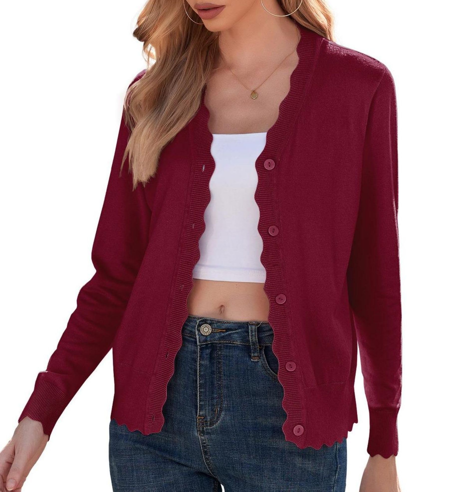 GRECERELLE Cardigan da Donna con Bottoni e Scollo a V Cardigan da Donna in Pizzo Estivo, Leggero ed Elegante