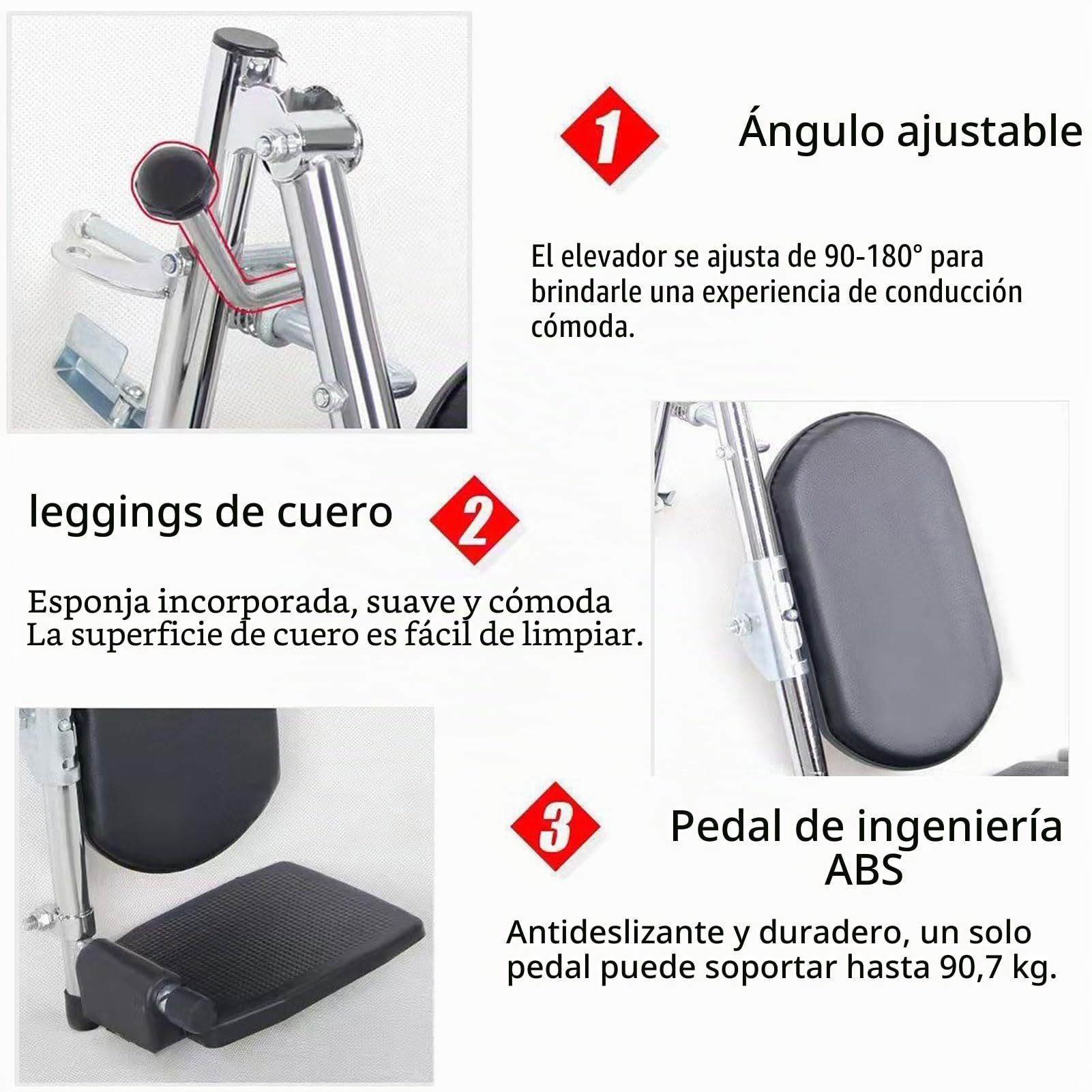 Reposapiernas Universal para Silla Ruedas con ReposapiéS Acolchado, áNgulo Ajustable 90°-180° Elevadores Reposapiernas para Silla Ruedas, FáCil Limpieza,1 Pair