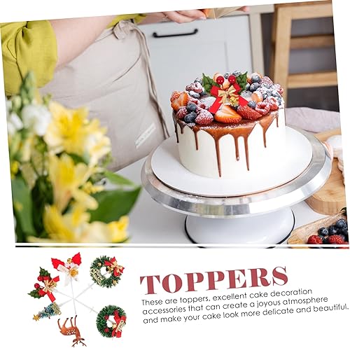 Miniatura 8 de 12pcs Christmas Cake Topper Bakery Picks Wreath Cupcake Toppers Cake Pick Topper Cocktail Pick Cocktail Toppers Christmas Cupcake Decorations