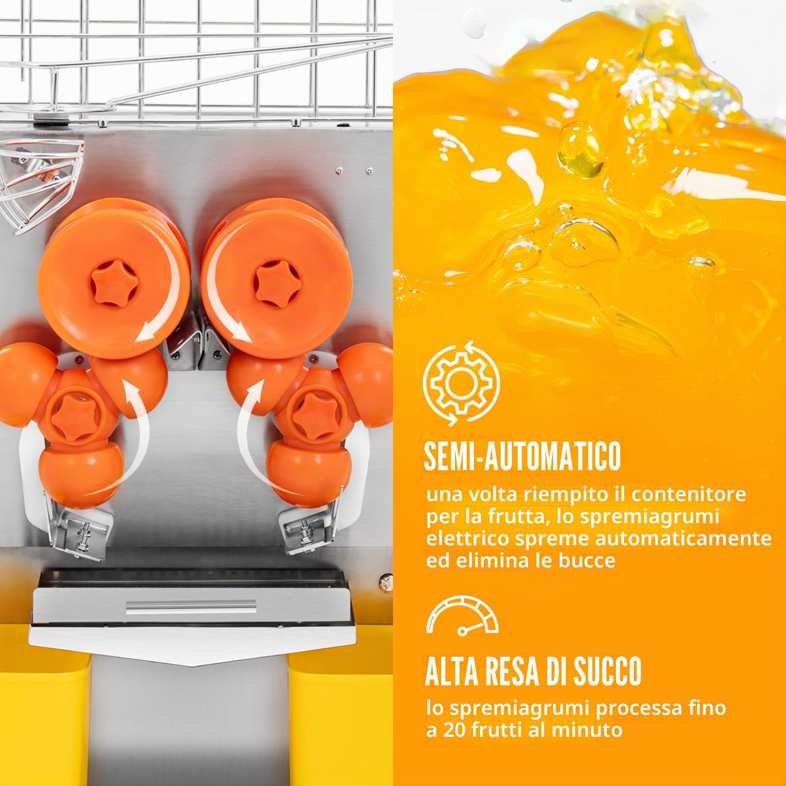 Royal Catering Spremiagrumi elettrico Semiautomatico 120 W 20 arance/min Spremiagrumi elettrico professionale Spremi arance elettrico Spremiagrumi