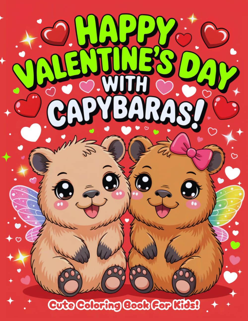 Happy Valentine's Day With Capybaras: Cute Coloring Book For Kids