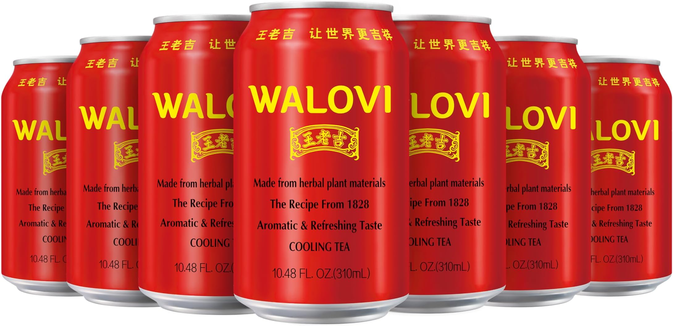 WALOVI Chinese Herbal Tea Wong Lo Kat - Wang Lao Ji Canned Cooling Tea/Liangcha - China's Best (24 Cans/Case, Red)