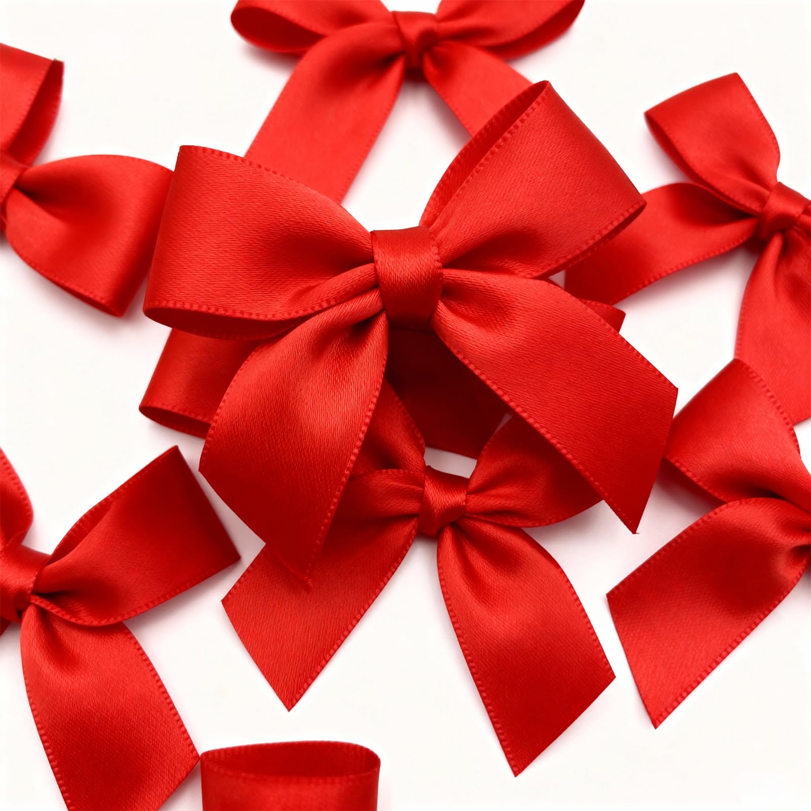 Noeuds Cadeau Rouges 60 Pièces, Petits Noeuds Décoratifs Faits Main pour Emballage Cadeau, Artisanat, Gâteaux