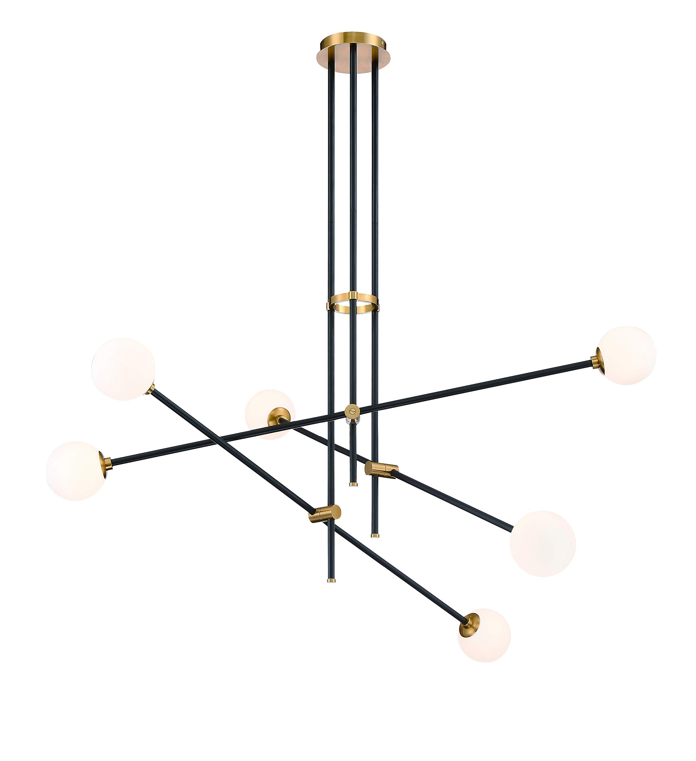 George Kovacs Cosmet P8151-681 6-Light Pendant, Coal/Aged Brass Finish with Etched Opal Glass