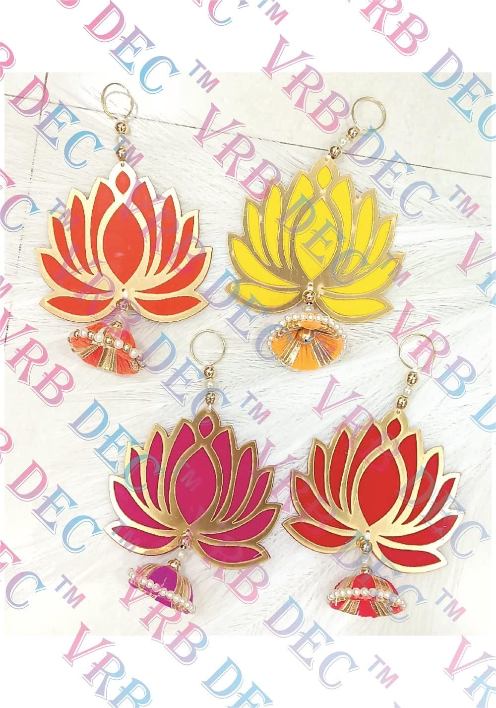 VRB DecTM Lotus Hangings for Decoration/Hanging for Home Decor/Floral Wall Hangings for Temple Decor/Diwali Decor,Wedding and All Festival Decor/showpiece for Home Decor (Pink, 6)
