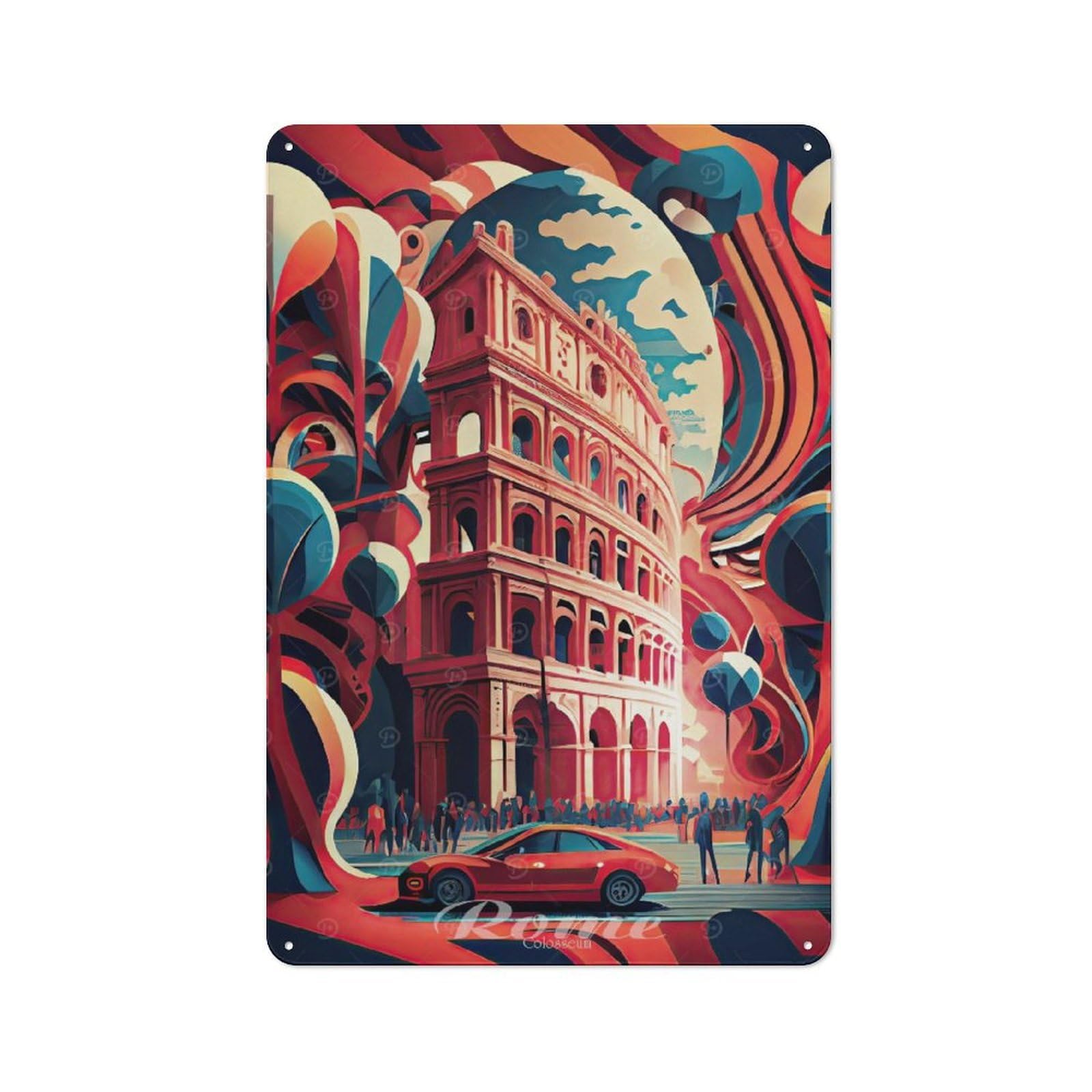 Junmoney Rom Colosseum 2 Rustic Metal Sign 30X20cm For Lounge Or Reading Corner, For Reading Corner Decorators