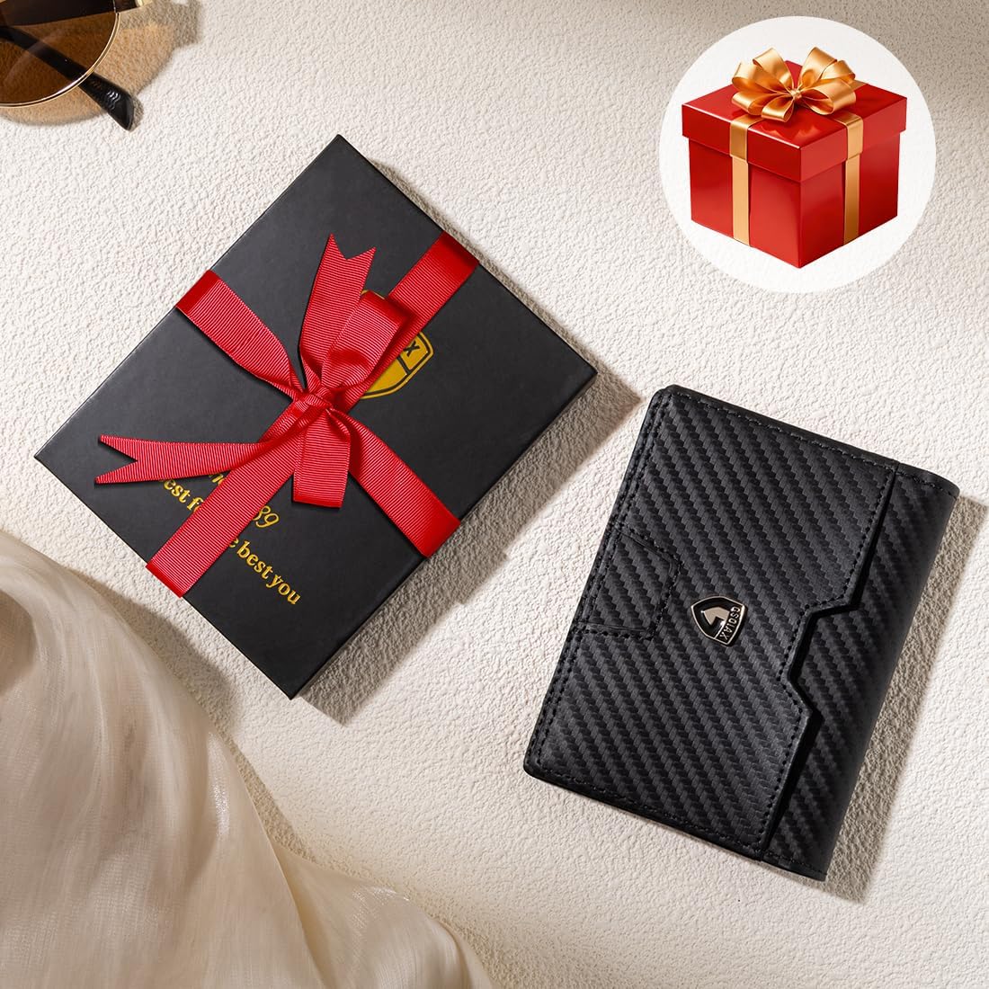 GSOIAX Wallet for Men Slim RFID Blocking Front Pocket Bifold Wallet Leather Money Clip 10-12 Cards Mens Wallet with ID Window Thin Minimalist Credit Card Holder Birthday Gifts for Men Carbon-Black - Image 8