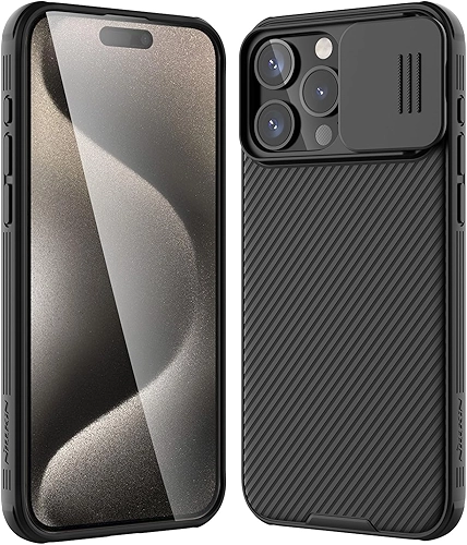 Nillkin Capa CamShield Pro Series projetada para Apple iPhone 15 Pro Max - preta