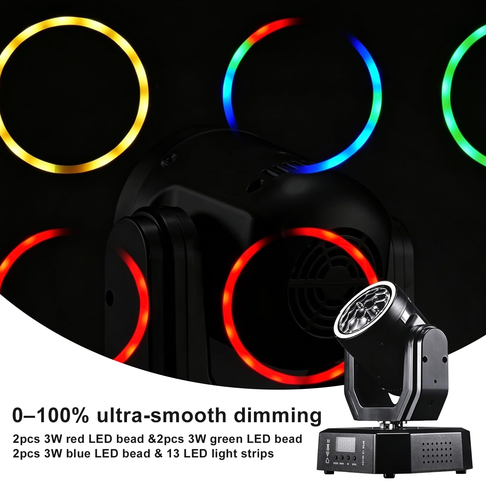 2Pack Mini Moving Head Lights für DJ Beleuchtung LED Beam Spot Gobo Muster Projektor Bühnenlicht für Partei