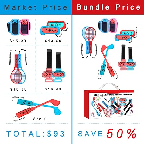 Miniatura 2 de Uxilep Switch Sports Accessories Bundle,10 in 1 Family Accessories Kit for Nintendo Switch Sports Games 2022Soccer Leg Straps,Mario Golf Clubs,Just