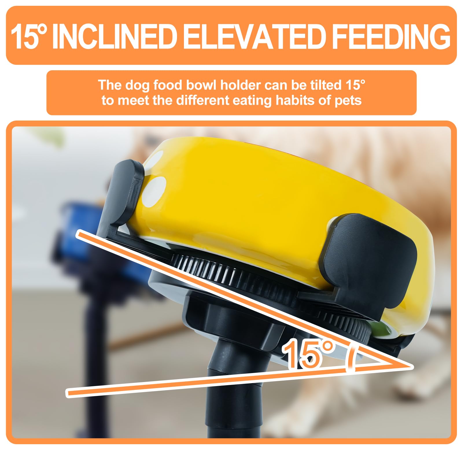 Hundenapfständer Höhenverstellbar - Erhöhter Hundenapf mit 15° Neigung & Universeller Napfhalterung (14-24,5cm), Hundebar mit 3 Höhen (14/24/33cm) für Kleine, Mittlere & Große Hunde