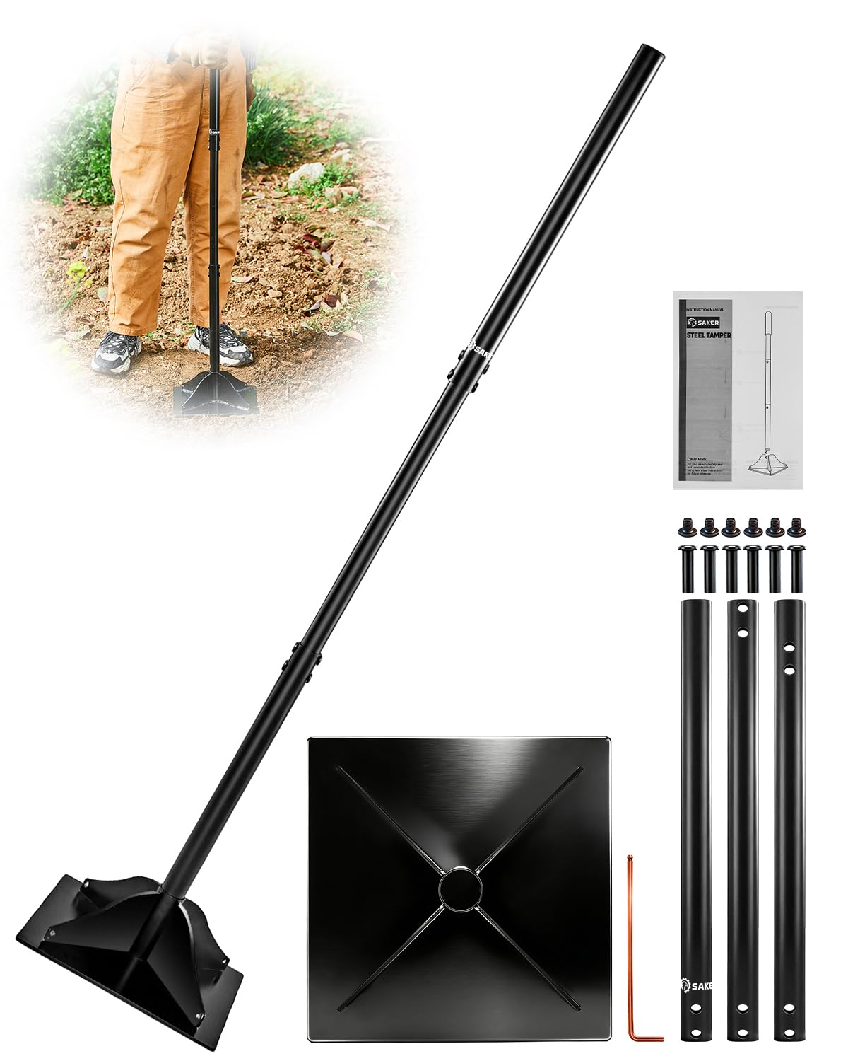 Amazon.com : Saker Steel Tamper Heavy Duty Hand Compactor Tool