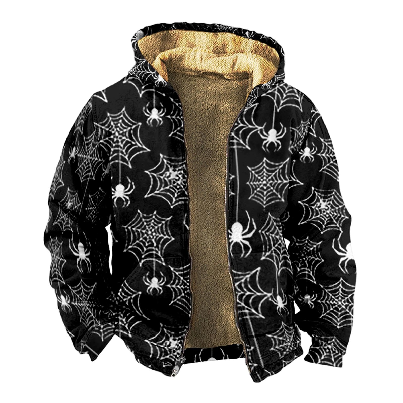 KONG JIMFAN Kapuzenpullover Herren,Verdickt Hooded Winterjacke Thermojacke Winterjacke Herren Zipper Übergangsjacke Wih Pocket Jacket Printing Sweatjacke Mit Hood Winddicht Fahrradjacke Herren