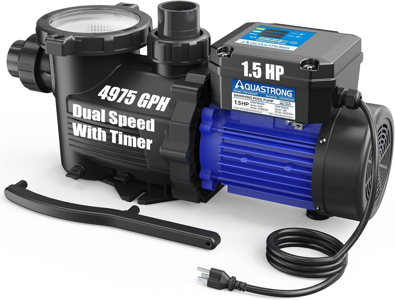 Aquastrong In/Above Ground Pool Pump High Flow Self Primming Swimming Pool Pump,Night Black