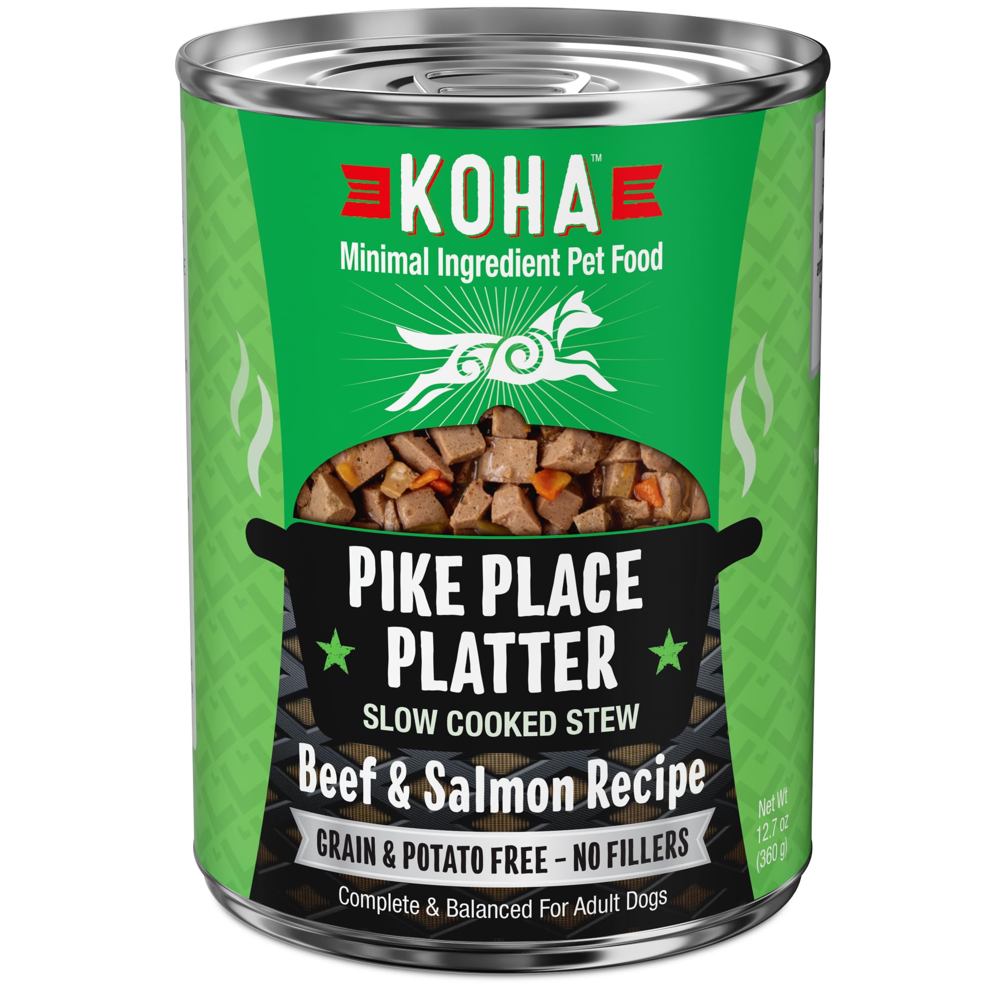 KOHAPike Place Platter Stew for Dogs with Beef and Salmon, High Protein Wet Dog Food, 12.7oz Cans (Case of 12)