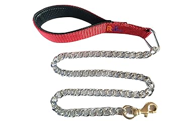 RvPaws Heavy Weight Dog Leash Heavy Duty Dog Chain with Heavy Thick Hook (XX Large-Size, Grind no 8) (L: 63 Inches Thickness: 1inch), Chrome Finished Steel (Normal - Heavy Hook)