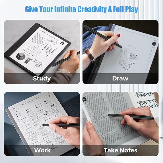 MoKo EMR Stylus Pen Compatible Remarkable 2 Digital Pen with Eraser, 4096 Pressure Level, Palm Rejection, 3 Additional Tips for Remarkable 2&1, Galaxy Tab & Book, BOOX, Wacom, Scribe/EMR Devices