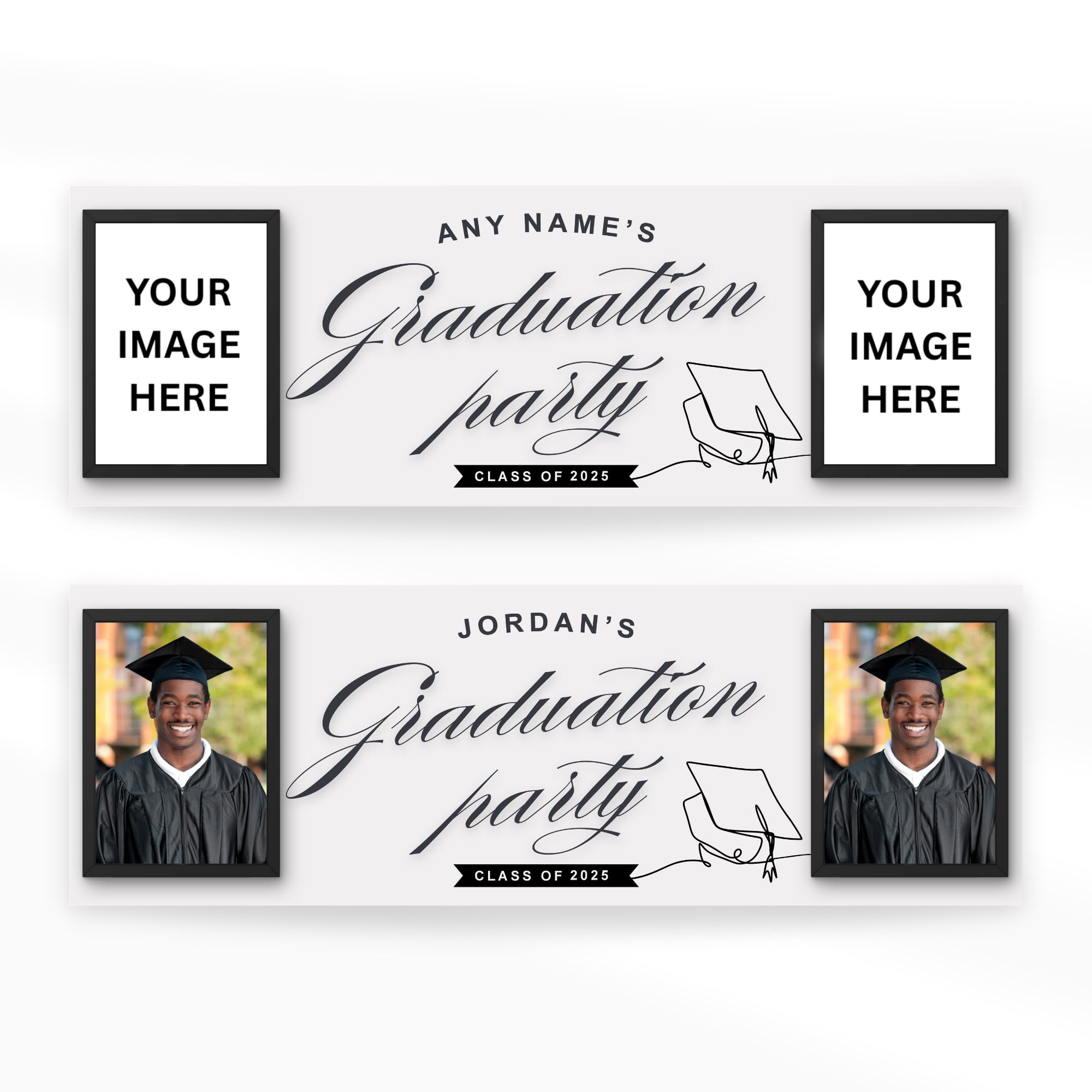 Personalised Graduation Banner – Photo Frame Design | Name, Year & Photos | Graduation Party Decor | Class Of | University Graduate Banner