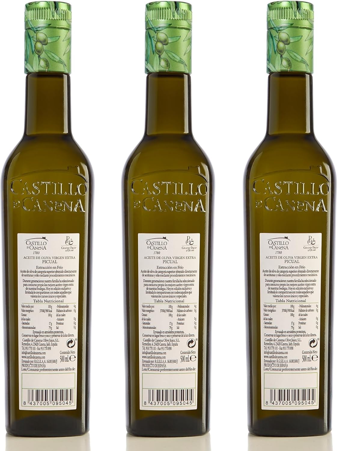 Castillo de Canena | 3 Flaschen 500 ml Picual Sorten | Spanisch Natives Olivenöl extra, frisch direkt aus der produzierenden Mühle