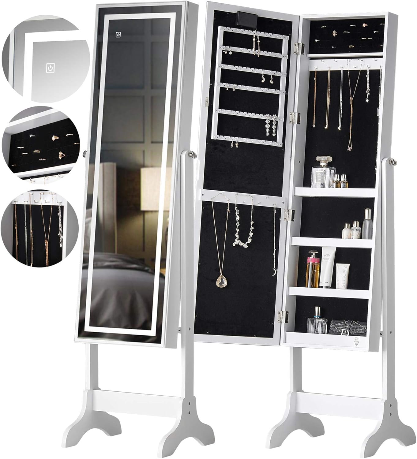 armamentario di gioielli con legni a specchio