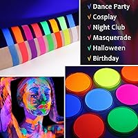 Vista 6 de Pintura corporal y facial UV neón naranja (30g/1oz), kit de pintura corporal completa a base de agua, reactiva a la luz negra, fluorescente
